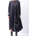 【Primordial is Primitive】 2WAY FRONT DRAPE LONG SLEEVE PANTS DRESS 959RO