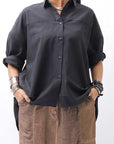 【studio b3】 OVERSIZED BACK BUTTON SHIRT TOP NB2070_BLACK