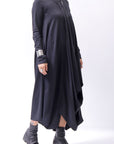 【Primordial is Primitive】 2WAY FRONT DRAPE LONG SLEEVE PANTS DRESS 959RO