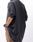 【studio b3】 OVERSIZED BACK BUTTON SHIRT TOP NB2070_BLACK