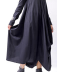 【Primordial is Primitive】 2WAY FRONT DRAPE LONG SLEEVE PANTS DRESS 959RO