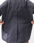 【studio b3】 OVERSIZED BACK BUTTON SHIRT TOP NB2070_BLACK