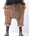 【studio b3】 UNISEX MIX MATERIAL PATCHED SARROUEL PANTS NB2106_COPPER OLD DYE