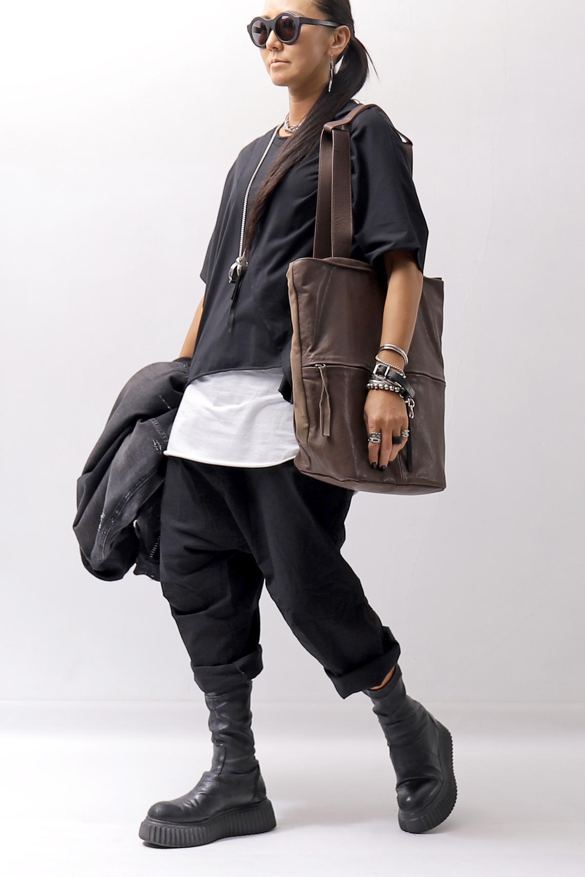 【MIRANDA KALOUDIS】 UNISEX 2WAY CALF LEATHER REGULAR BAG_FANGO