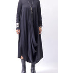 【Primordial is Primitive】 2WAY FRONT DRAPE LONG SLEEVE PANTS DRESS 959RO