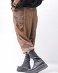 【studio b3】 UNISEX MIX MATERIAL PATCHED SARROUEL PANTS NB2106_COPPER OLD DYE