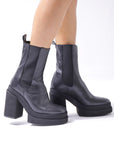 【PALOMA BARCELO】 SIDE GORE CHUNKY HEEL BOOTS_SELENE