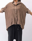 【studio b3】 OVERSIZED BACK BUTTON SHIRT TOP NB2070_COPPER OLD DYE