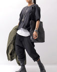 【MIRANDA KALOUDIS】 UNISEX 2WAY WAXED COWHIDE REGULAR BAG_BLACK