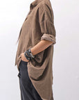 【studio b3】 OVERSIZED BACK BUTTON SHIRT TOP NB2070_COPPER OLD DYE