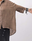 【studio b3】 OVERSIZED BACK BUTTON SHIRT TOP NB2070_COPPER OLD DYE