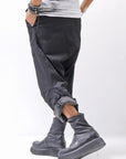【RUNDHOLZ】 UNISEX STRETCH COTTON GLOSS SARRUEL PANTS _BLACK GLOSS