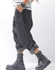 【RUNDHOLZ】 UNISEX STRETCH COTTON GLOSS SARRUEL PANTS _BLACK GLOSS