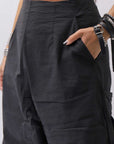 【RUNDHOLZ】 UNISEX STRETCH BIG POCKETS WIDE PANTS _BLACK