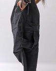 【RUNDHOLZ】 UNISEX STRETCH BIG POCKETS WIDE PANTS _BLACK