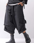 【RUNDHOLZ】 UNISEX STRETCH BIG POCKETS WIDE PANTS _BLACK