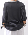 【NOSTRASANTISSIMA】 OVERSIZED VISCOSE&SILK TOP M03_BLACK