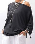 【NOSTRASANTISSIMA】 OVERSIZED VISCOSE&SILK TOP M03_BLACK