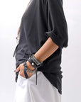 【NOSTRASANTISSIMA】 OVERSIZED VISCOSE&SILK TOP M03_BLACK