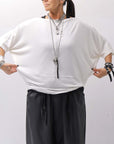 【NOSTRASANTISSIMA】 OVERSIZED VISCOSE&SILK TOP M03_WHITE