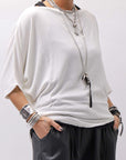 【NOSTRASANTISSIMA】 OVERSIZED VISCOSE&SILK TOP M03_WHITE