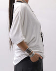 【NOSTRASANTISSIMA】 OVERSIZED VISCOSE&SILK TOP M03_WHITE