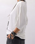 【NOSTRASANTISSIMA】 OVERSIZED VISCOSE&SILK TOP M03_WHITE