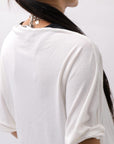【NOSTRASANTISSIMA】 OVERSIZED VISCOSE&SILK TOP M03_WHITE