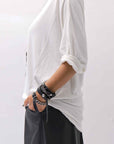 【NOSTRASANTISSIMA】 OVERSIZED VISCOSE&SILK TOP M03_WHITE
