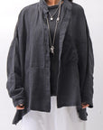 【RUNDHOLZ】 UNISEX LINEN OVERSIZED SHIRT CARDIGAN_BLACK