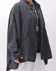【RUNDHOLZ】 UNISEX LINEN OVERSIZED SHIRT CARDIGAN_BLACK