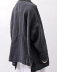 【RUNDHOLZ】 UNISEX LINEN OVERSIZED SHIRT CARDIGAN_BLACK