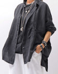【RUNDHOLZ】 UNISEX LINEN OVERSIZED SHIRT CARDIGAN_BLACK