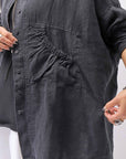【RUNDHOLZ】 UNISEX LINEN OVERSIZED SHIRT CARDIGAN_BLACK