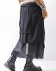 【studio b3】 ASYMMETRY LAYERED SKIRT MLB950_BLACK