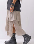 【studio b3】 ASYMMETRY LAYERED SKIRT MLB950_SAND OLD DYE