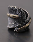 【Rusty Thought】 BLACK SILVER FEATHER & GOLD RING_RT03