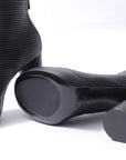 【VIC MATIE】 RIBBED NAPPA LEATHER HEEL BOOTS 5206D_BLACK