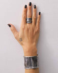 【Rusty Thought】 BLACK SILVER FEATHER & GOLD RING_RT03
