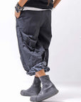 【RUNDHOLZ】 UNISEX COTTON EMBOSS PRINT EASY PANTS _BLACK POPLIN PRINT