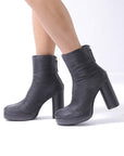 【VIC MATIE】 RIBBED NAPPA LEATHER HEEL BOOTS 5206D_BLACK