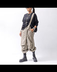 【Andrea Ya'aqov】 UNISEX 2WAY SHOULDER SALOPETTE PARACHUTE PANTS PAK71_OLIVE BEIGE