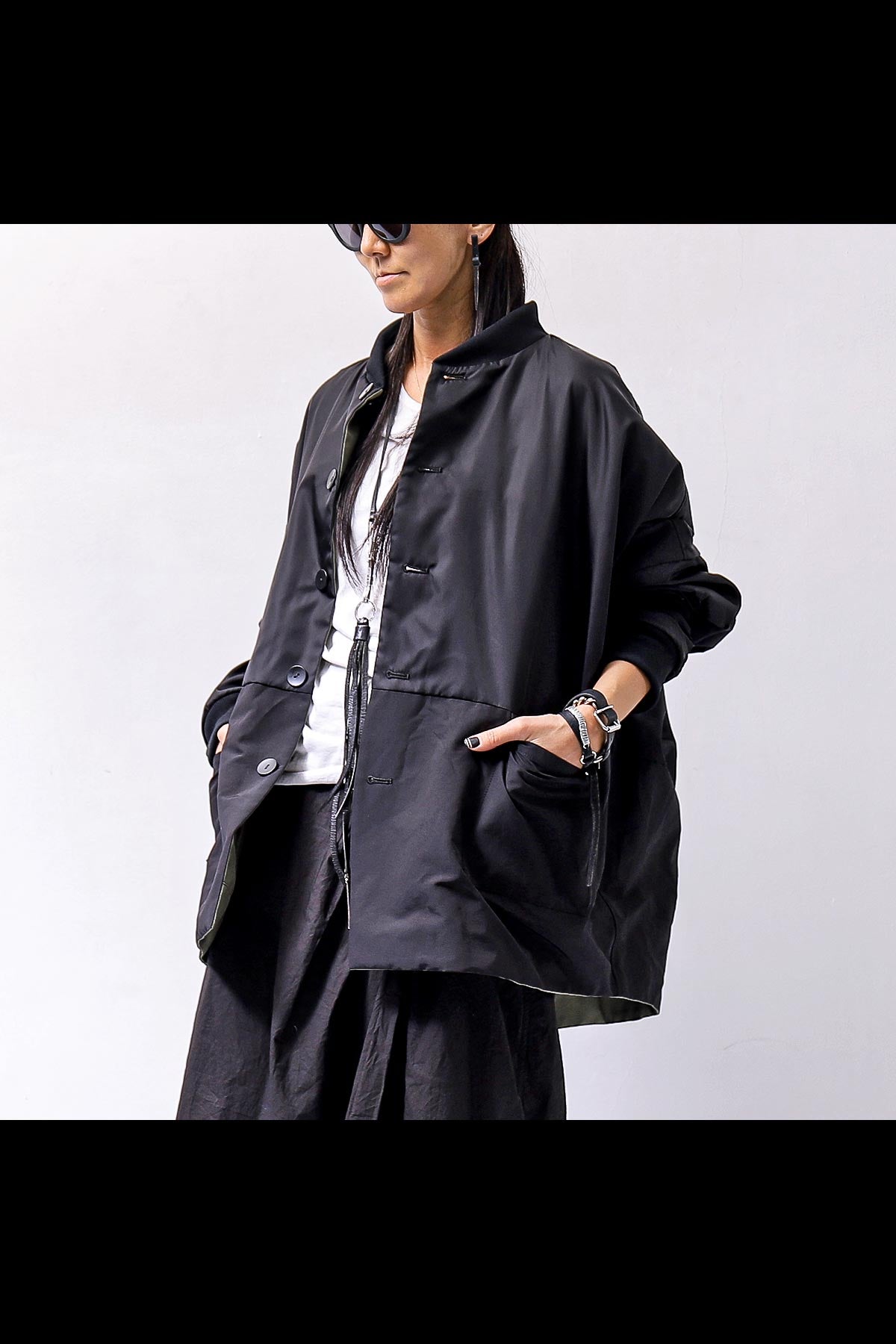 【bajra】 UNISEX REVERSIBLE BOMBER JACKET 148QJ01_BLACK/KHAKI