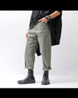 【NOSTRASANTISSIMA】UNISEX STRETCH COTTON LOW CROTCH DENIM PANTS P102_MATCHA LATTE