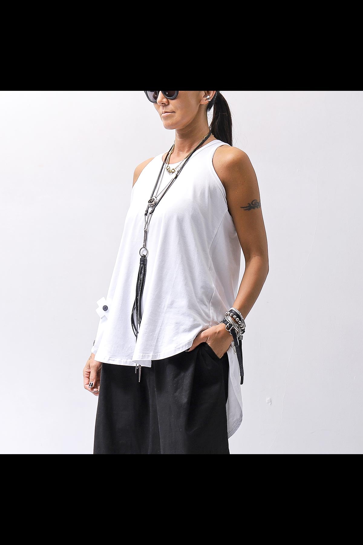 【PLÜ】 COTTON STRETCH TANK TOP PL12_WHITE