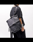 【MIRANDA KALOUDIS】 UNISEX 2WAY WAXED COWHIDE REGULAR BAG_BLACK