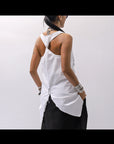 【Primordial is Primitive】 BACK CROSSED TANK TOP 413CC_WHITE