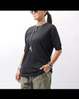 【thom/krom】 UNISEX SKIN COTTO DOUBLE LAYERED HALF SLEEVE TOP MTS921_BLACK