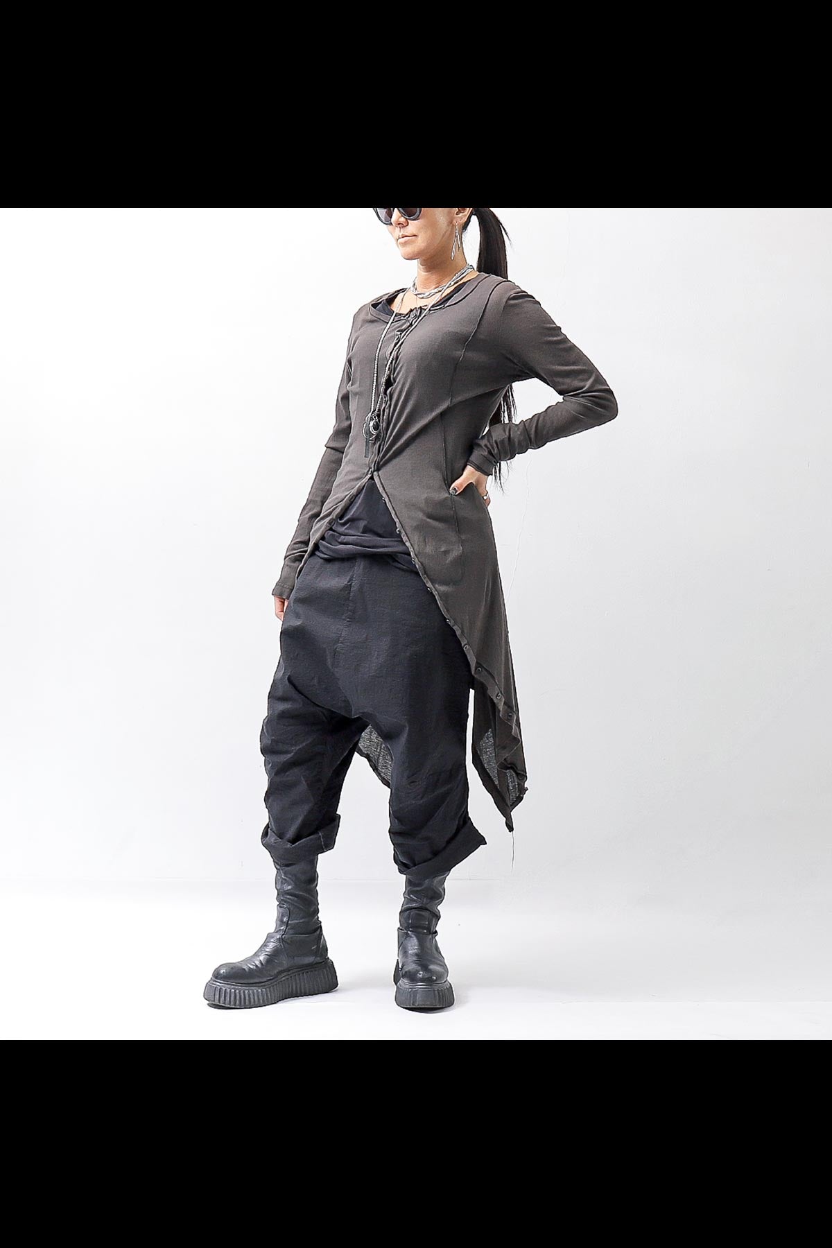 【RUNDHOLZ】 RIB COTTON PENGUIN BUTTON LONG TOP 234 0904_LAVA