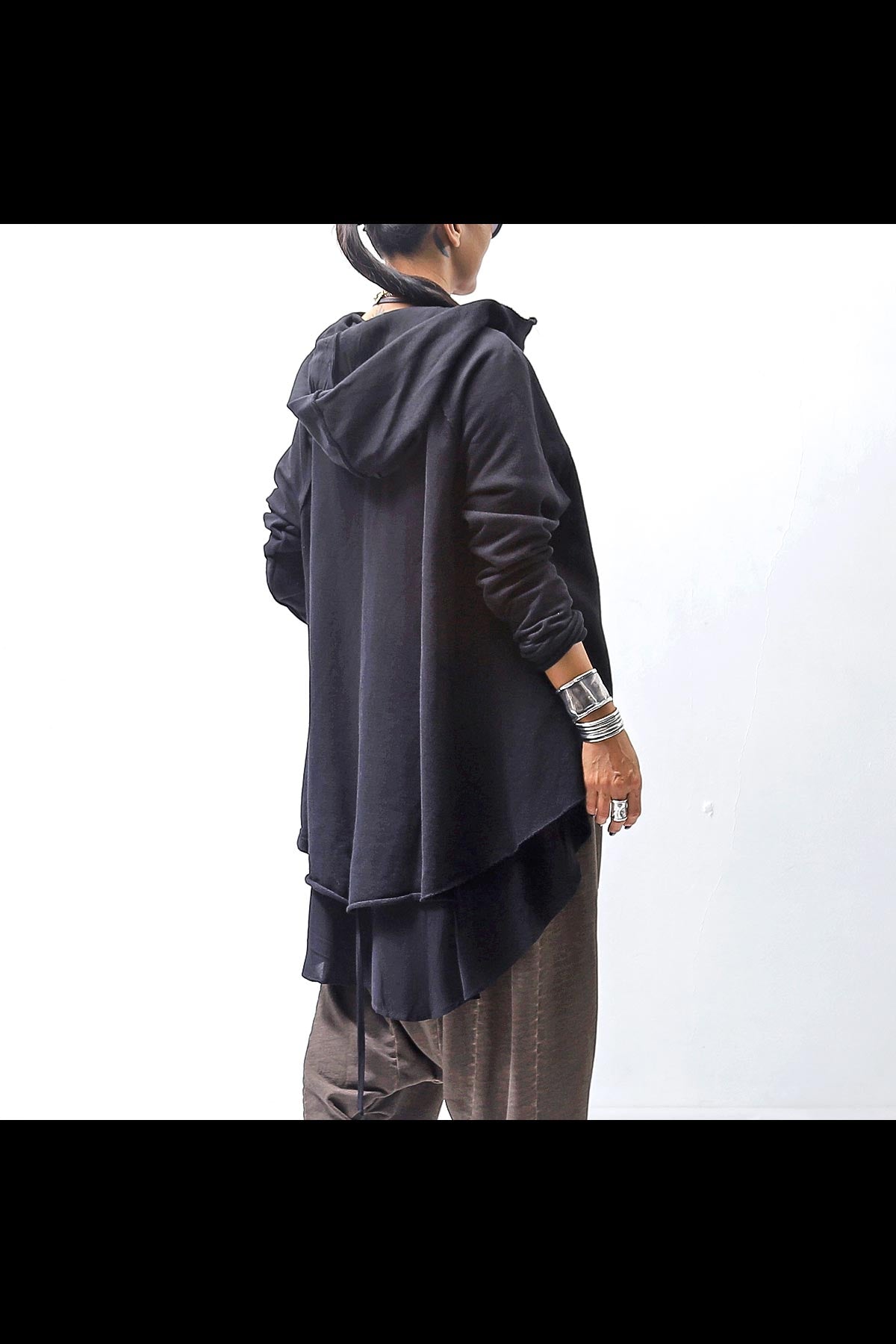 【studio b3】 BACK LAYERED SWEAT ZIP-UP HOODIE MPB1877_BLACK